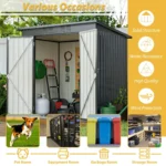 6 X 4 Ft Outdoor Storage Shed, All Weather Tool Shed For Garden, Backyard, Lawn, Black - Image 9
