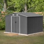 10X8 FT Outdoor Storage Shed, Metal Foundation & Lockable Doors, Tool Shed For Garden, Patio, Backyard, Lawn, Grey - Image 6