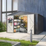 10X8 FT Outdoor Storage Shed, All Weather Metal Sheds With Lockable Doors, Tool Shed For Garden, Patio, Backyard, Lawn, Black - Image 5