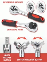 Part-driven Socket Claw Ratchet Wrench Tool Set, With Drill Socket Set Metric - Image 16