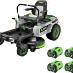 EGO Power+ Electric Riding Lawn Mower, 42″ Deck with Zero Turn Radius, Includes (4) 56V 10.0Ah Batteries and Charger ZT4204L