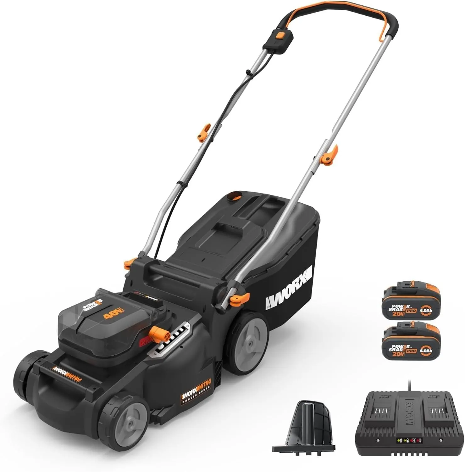 WORX Nitro 40V 16\u2033 Cordless Lawn Mower w/Brushless Motor 2.0 & Intellicut