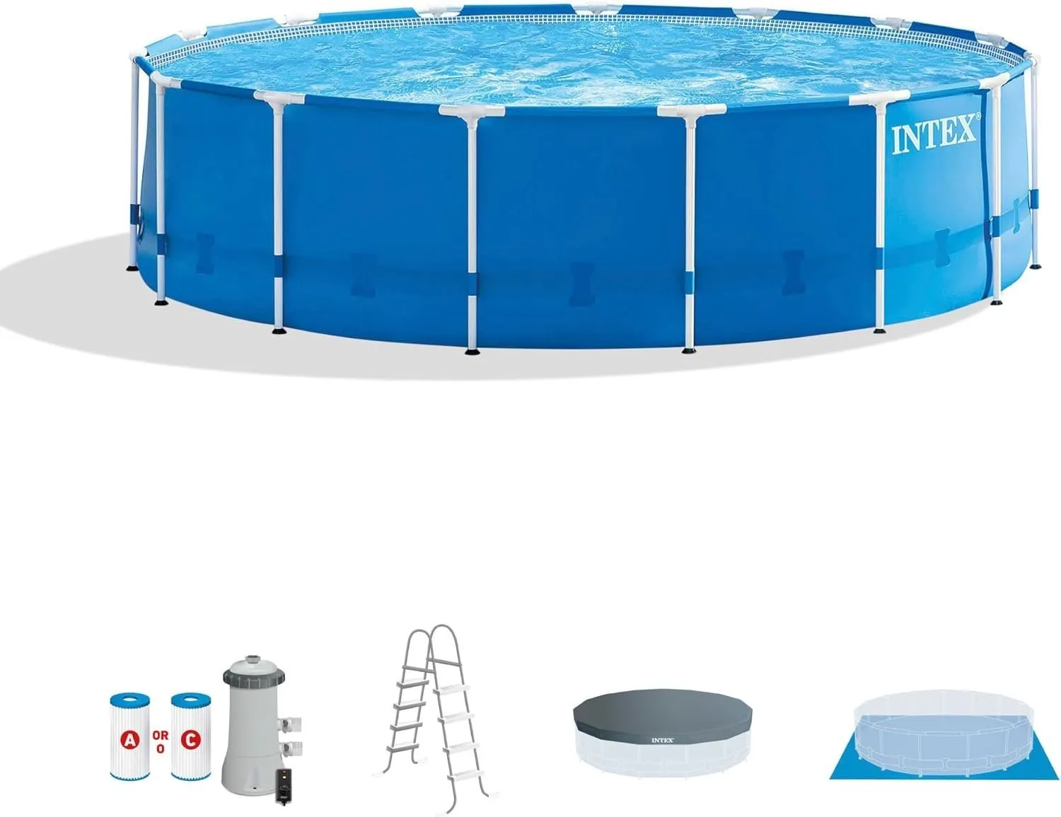 Intex 15\u2032 x 48\u2032 Metal Frame Above Ground Pool Set