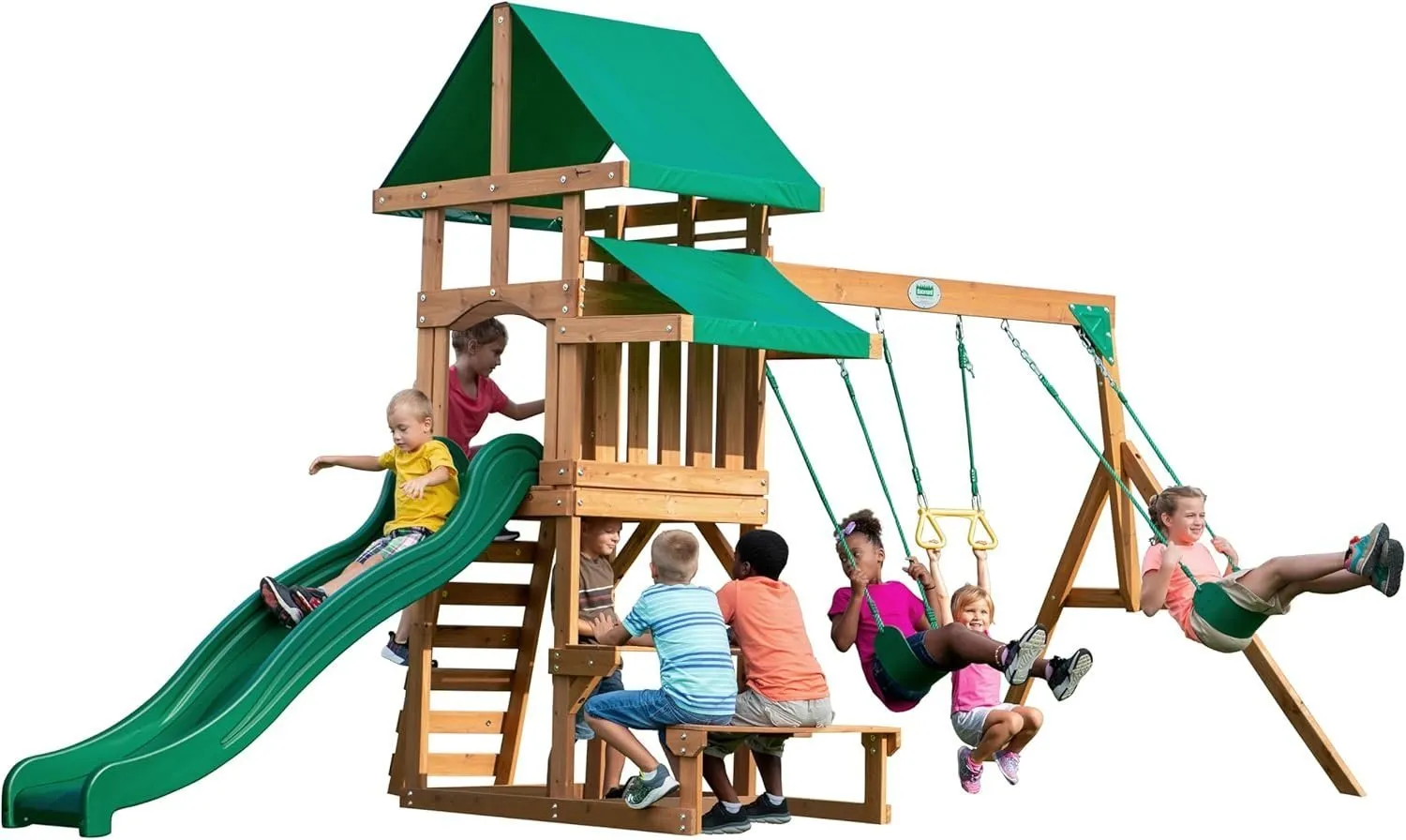 71YJ15O52uL._AC_SL1500.jpg Backyard Discovery Belmont All Cedar Swing Set - Image 1