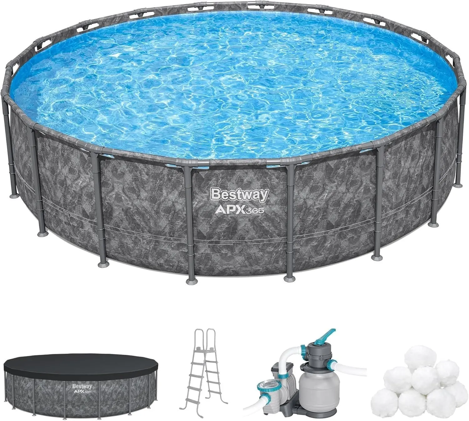 Bestway APX 365 18\u2019x52\u2033 Round Above Ground Swimming Pool Set with Pump & Ladder