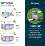 Bestway Steel Pro MAX 16 Foot x 48 Inch Round Metal Frame Above Ground Outdoor Swimming Pool Set - Image 3