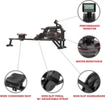 Sunny Health and Fitness Obsidian Surge Water Rowing Machine - Image 5