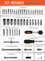 Part-driven Socket Claw Ratchet Wrench Tool Set, With Drill Socket Set Metric - Image 20
