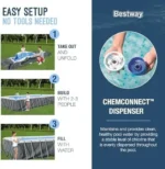 Bestway Power Steel 18′ x 9′ x 48″ Rectangular Metal Frame Above Ground Outdoor Swimming Pool Set with 1,500 GPH Filter Pump, Ladder, and Pool Cover - Image 3