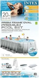INTEX 26797EH Prism Frame Premium Oval Above Ground Swimming Pool Set: 20ft x 10ft x 48in – Includes 1500 GPH Cartridge Filter Pump – Removable Ladder – Pool Cover – Ground Cloth - Image 10