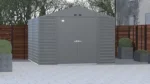 Arrow Select 10′ x 12′ Outdoor Lockable Steel Storage Shed Building, Charcoal - Image 9