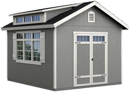 Handy Home Products Windemere 10\u00d712 Do-it-Yourself Wooden Storage Shed with Floor, Beige