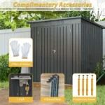 6 X 4 Ft Outdoor Storage Shed, All Weather Tool Shed For Garden, Backyard, Lawn, Black - Image 8