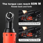 18V Cordless Electric Ratchet Wrench Set with 2 Batteries & Fast Charger - Image 2