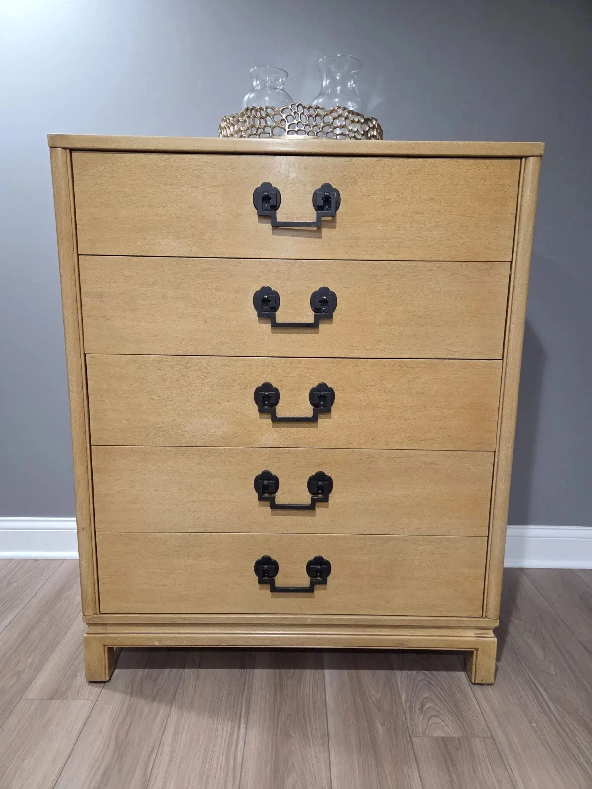 s-l1600-1.jpg 1950s Vintage Highboy Dresser By Lindstrom Antique - Image 1