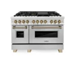 ZLINE Autograph Edition 48″ 6.0 cu. ft. Dual Fuel Range with Gas Stove and Electric Oven Stainless Steel Accents - Image 3